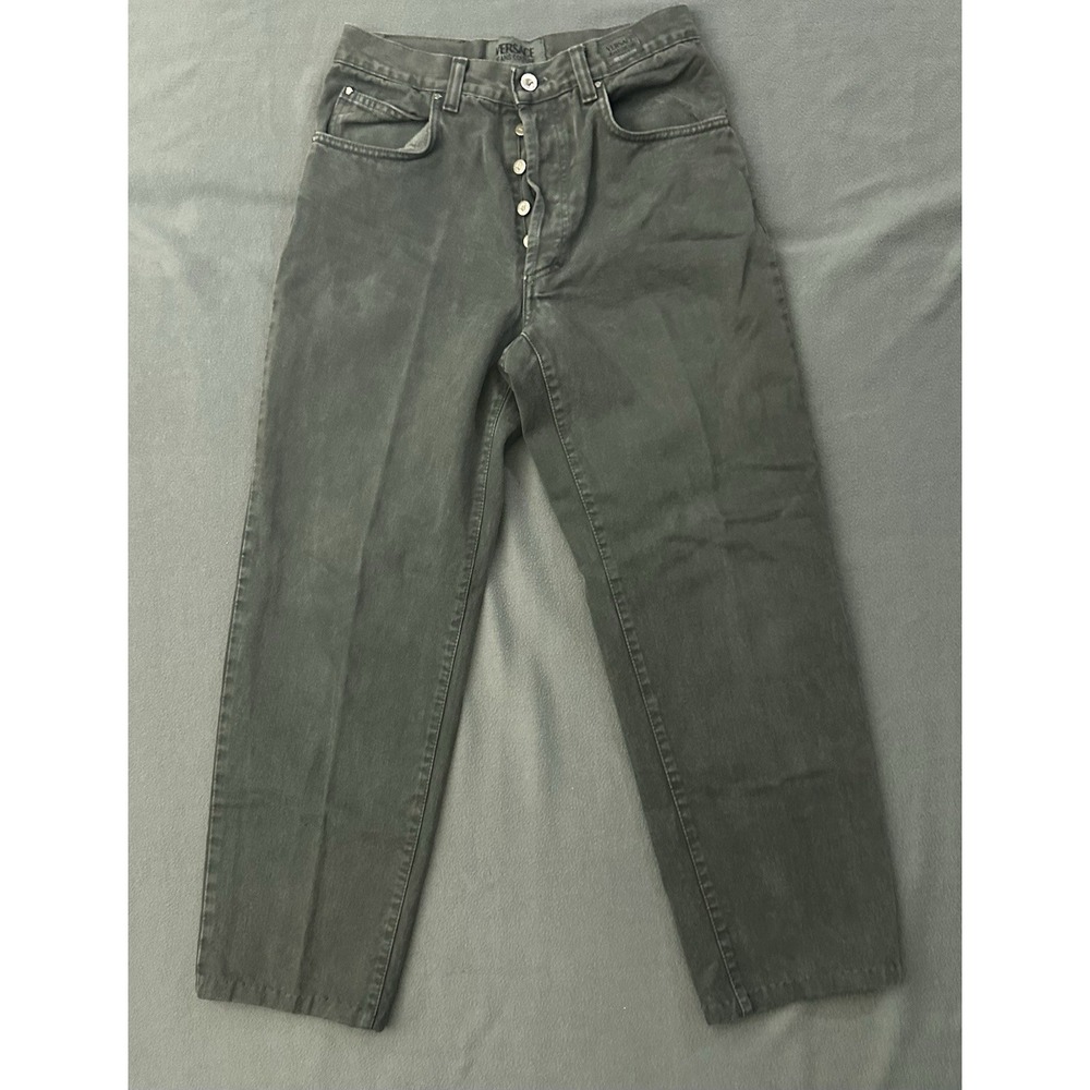 Vintage Versace Jeans Couture Mens 31 Black Straight Leg Ittierre Italy 90s